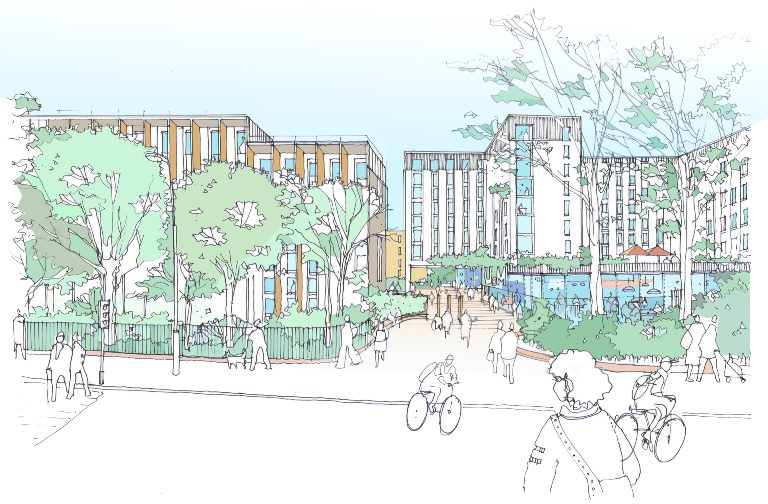 Illustrative view of the Fallowfield Campus redevelopment.